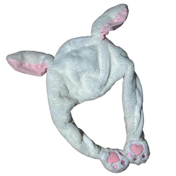 Kawaii Plush Bunny Ear Scarf Hat Earmuff – White Pink - Picture 2 of 2